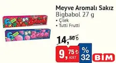BİG BABOL MEYVE AROMALI SAKIZ 27 G fiyat ve kampanya bilgisi